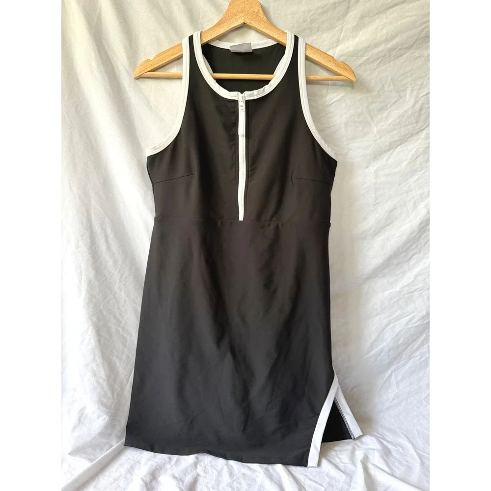 Sage Collective Womens Black White Racerback Athletic Tennis Golf Dress Large - Picture 1 of 5